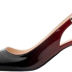 Women's Faux Leather Kitten Heels 2.5 inch Slingback Pumps Dress Shoes
